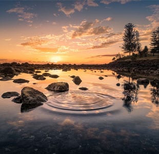 Scenery of a lake at sunset